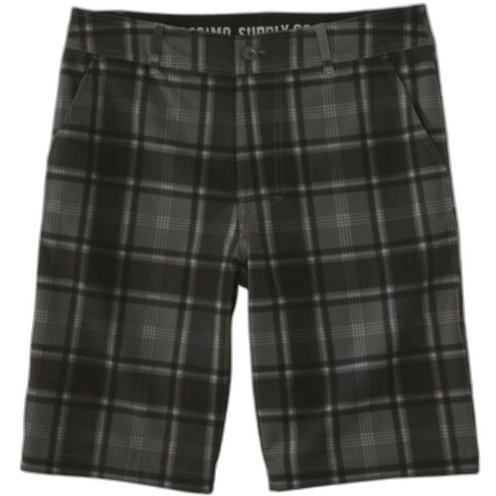 Brown Plaid 100% Cotton Pants Belt Loops Flat Front Boardwalk Shorts 32
